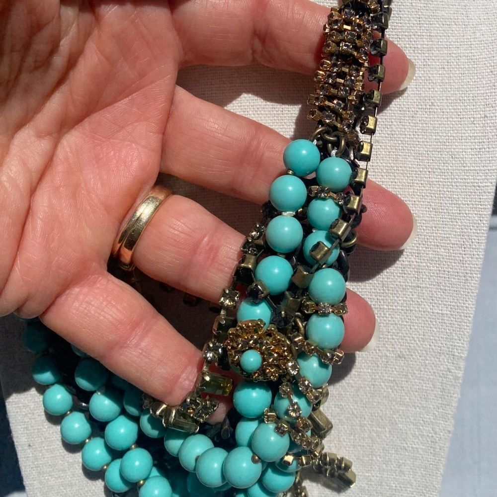 Stella and Dot Marchesa Turquoise and multi layer Chains and Rhinstones Mix medi - Picture 7 of 7
